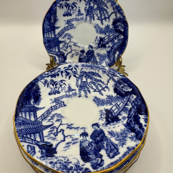 Royal Crown Derby Mikado Blue Saucer for Demitasse cup. Set of 6 dated 1935. - Picture 7 of 9